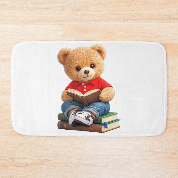 Item preview, Teddy Bear Reading a Book and Sitting on Books Shapes Mania designed and sold by Shapes-Mania.