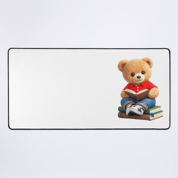 Item preview, Teddy Bear Reading a Book and Sitting on Books Shapes Mania designed and sold by Shapes-Mania.
