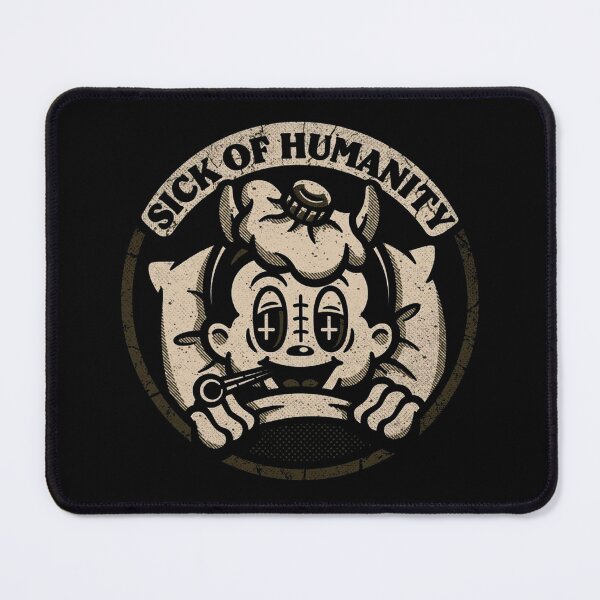Item preview, Sick of Humanity Retro Cartoon Devil Grunge Vintage Badge Art designed and sold by Mystic & Celestial Art.