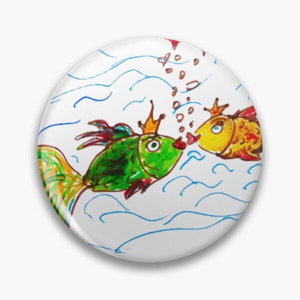 Item preview, Two Golden kissing Fish in Love witn Hearts. Cute romantic carton Fich. Drawing designed and sold by ollgast5.