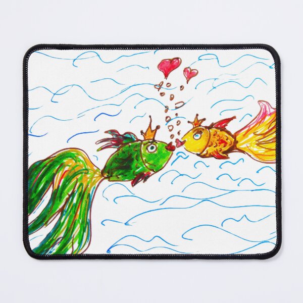 Item preview, Two Golden kissing Fish in Love witn Hearts. Cute romantic carton Fich. Drawing designed and sold by ollgast5.
