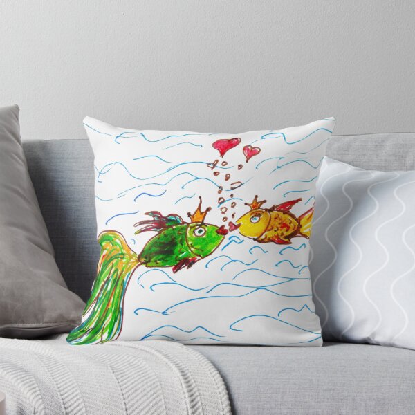 Item preview, Two Golden kissing Fish in Love witn Hearts. Cute romantic carton Fich. Drawing designed and sold by ollgast5.