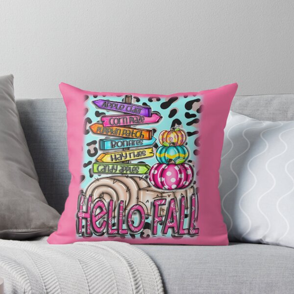 Item preview, Hello Fall – Colorful Autumn Pumpkin Farmhouse Design designed and sold by MarlandTreasures.