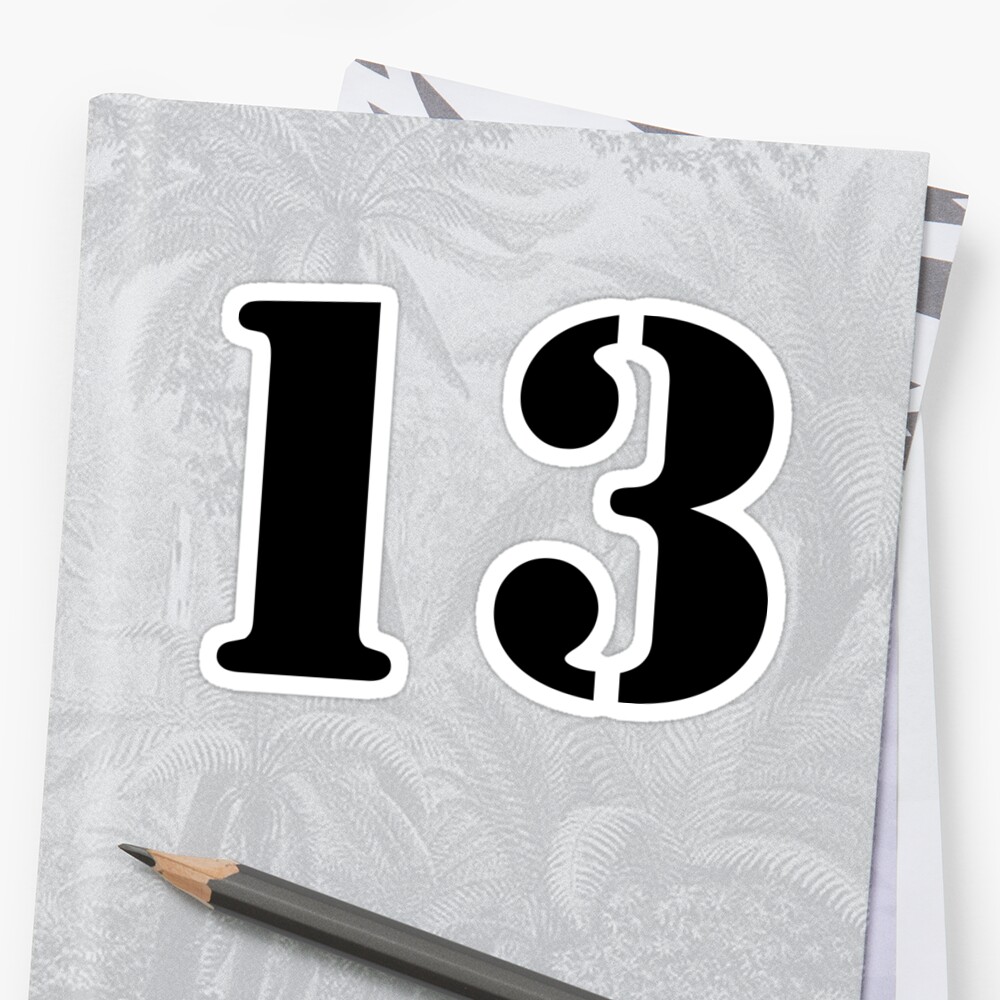 &quot;Number 13 - Simple Text&quot; Sticker by TheFamilyCrest | Redbubble