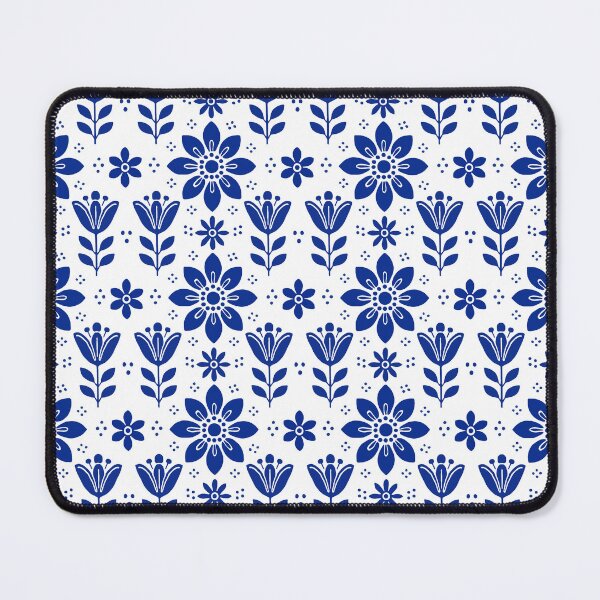 Item preview, Blue Folk Floral Pattern designed and sold by yara.lahdo.
