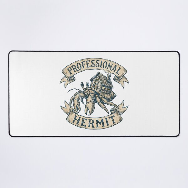 Item preview, Professional Hermit Cute Crab Vintage Linocut Antisocial Homebody designed and sold by WorldShop17.