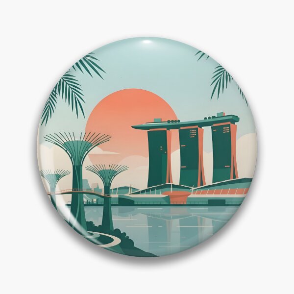 Item preview, Singapore Vintage Travel Poster - Minimalist Marina Bay Art Print designed and sold by DuckOddity.
