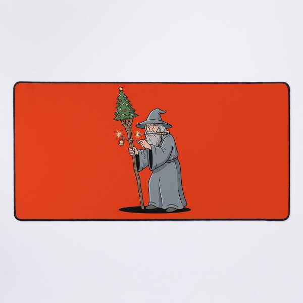 Item preview, Wizard Christmas Tree Staff Decorating Sparkler Fireworks Grey Robe Fantasy Holiday Parody Pop Art designed and sold by Rare By Hero.