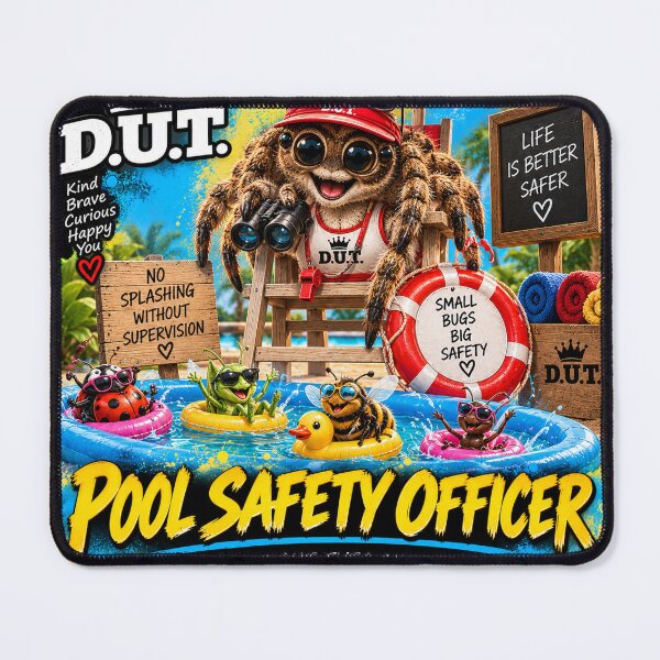 Item preview, Funny Spider Pool Safety Officer – D.U.T. designed and sold by EwelinaBa.