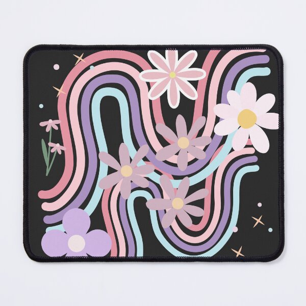 Item preview, Retro Pastel Daisy Rainbow Waves | 70s Aesthetic Floral Pattern designed and sold by Noor22m.