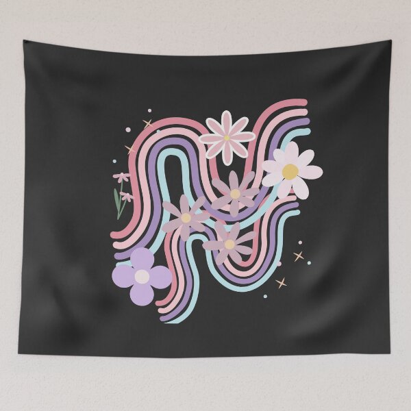 Item preview,  Retro Pastel Daisy Rainbow Waves | 70s Aesthetic Floral Pattern designed and sold by Noor22m.