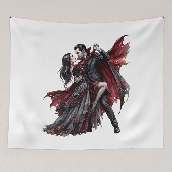 Item preview, Gothic Vampire Couple Dancing Watercolor  - Romantic Dark Fantasy Halloween Design designed and sold by VibranPalette.