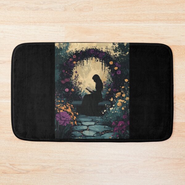 Item preview, Woman Reading in Flower Garden Silhouette Book Lover Art designed and sold by TripleMoonCrafts.
