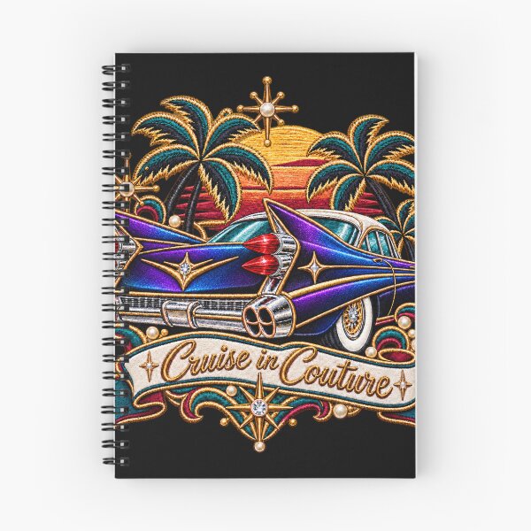 Item preview, Purple Blue Iridescent Vintage Tailfin Car Embroidery – Cruise in Couture Retro Luxury Design designed and sold by Emoji Emblems.