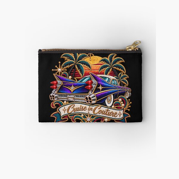 Item preview, Purple Blue Iridescent Vintage Tailfin Car Embroidery – Cruise in Couture Retro Luxury Design designed and sold by Emoji Emblems.