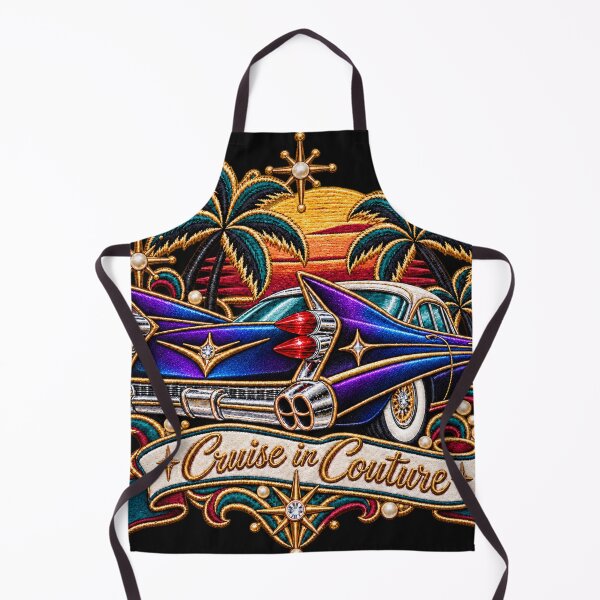 Item preview, Purple Blue Iridescent Vintage Tailfin Car Embroidery – Cruise in Couture Retro Luxury Design designed and sold by Emoji Emblems.