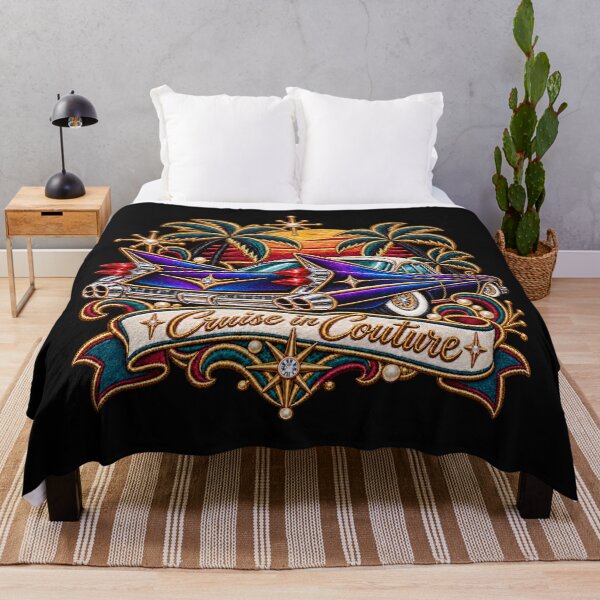 Item preview, Purple Blue Iridescent Vintage Tailfin Car Embroidery – Cruise in Couture Retro Luxury Design designed and sold by Emoji Emblems.