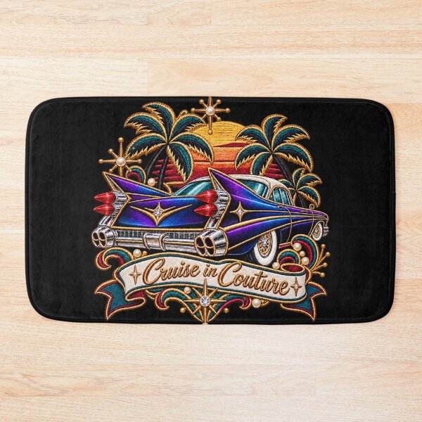 Item preview, Purple Blue Iridescent Vintage Tailfin Car Embroidery – Cruise in Couture Retro Luxury Design designed and sold by Emoji Emblems.