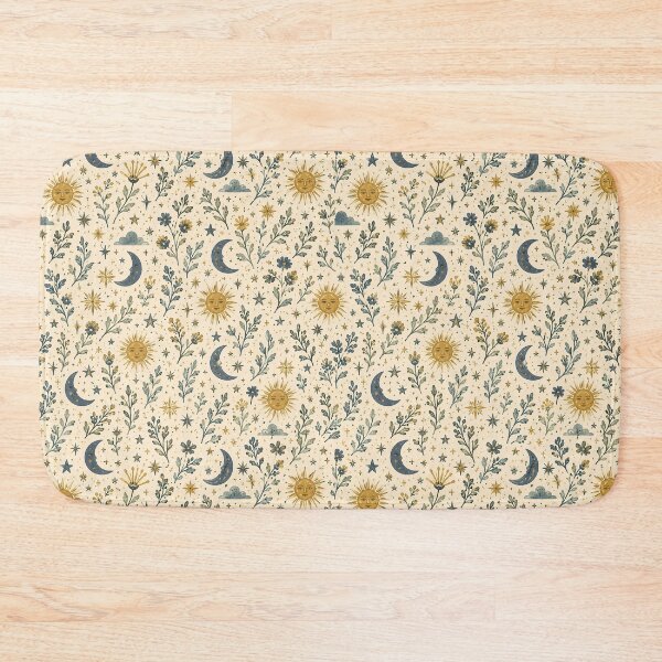 Item preview,  Vintage Celestial Sun Moon Floral Pattern designed and sold by Sandy Beach Decor.