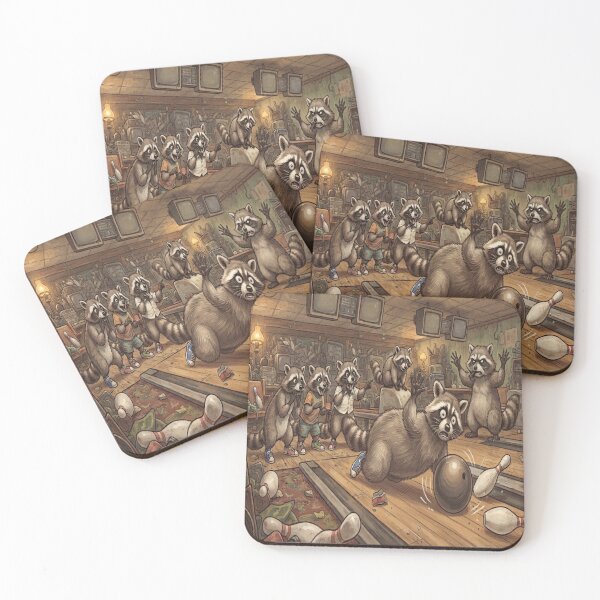 Item preview, Funny Trash Pandas Bowling Alley Chaos Cartoon Humor designed and sold by AfresStudio.
