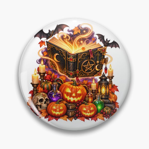 Item preview, Enchanted Halloween Spellbook – Pumpkins, Potions & Magical Glow designed and sold by Clothes With Smiling Animals Walt Gral.
