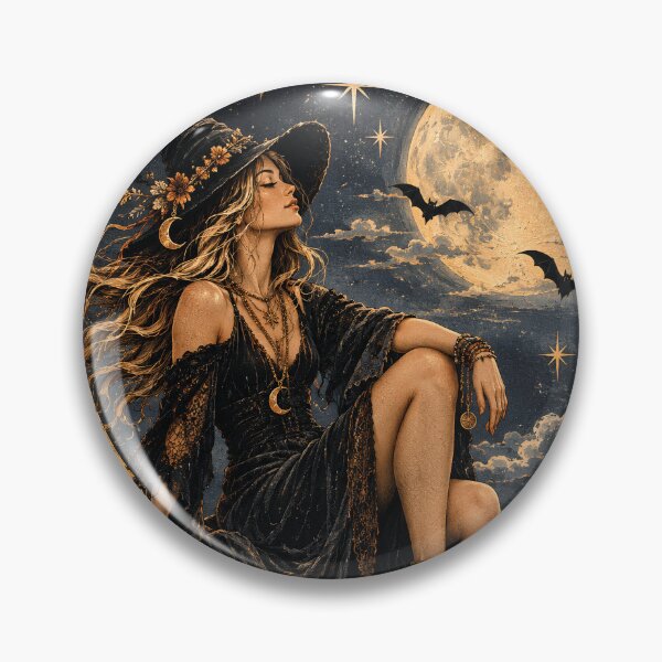 Item preview, Modern Witch Sitting on Crescent Moon designed and sold by Sandy Beach Decor.