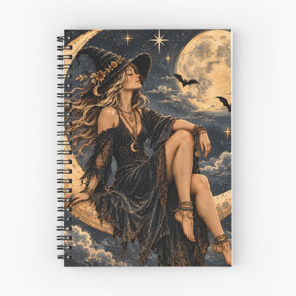 Item preview, Modern Witch Sitting on Crescent Moon designed and sold by Sandy Beach Decor.