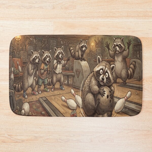 Item preview, Funny trash panda Bowling Alley Chaos Cartoon Humor designed and sold by AfresStudio.