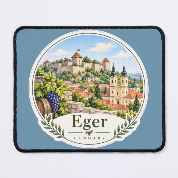 Item preview, Eger Hungary Castle Wine Country Watercolor Travel Art designed and sold by GusiaTreasures.