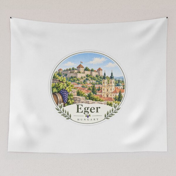 Item preview, Eger Hungary Castle Wine Country Watercolor Travel Art designed and sold by GusiaTreasures.