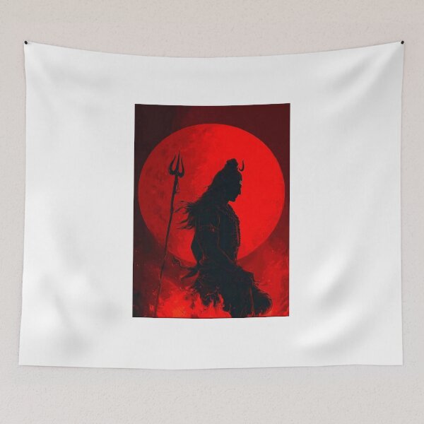 Item preview, Lord Shiva Trishul Crimson Red Moon Flames Divine Hindu Art designed and sold by Mystic & Celestial Art.