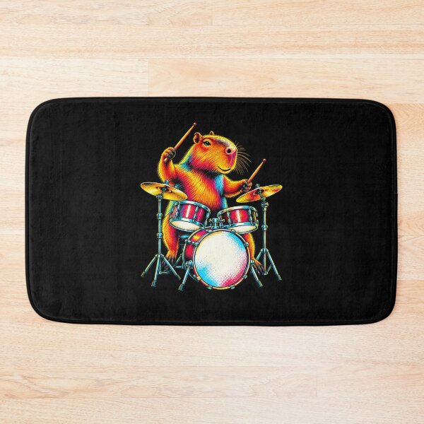 Item preview, Drummer Capybara Colourful Animal Music Design designed and sold by JesterKrewArt.