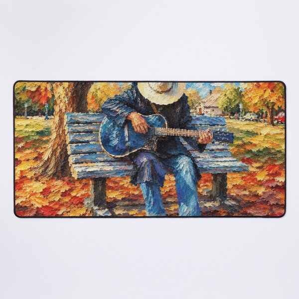 Item preview, Guitarist on Park Bench designed and sold by SuperCoolDuds.