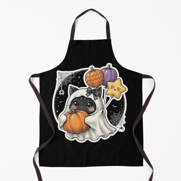 Item preview, Cute Black Cat Ghost Pumpkin Balloons Halloween Coquette designed and sold by HealingEraInk.