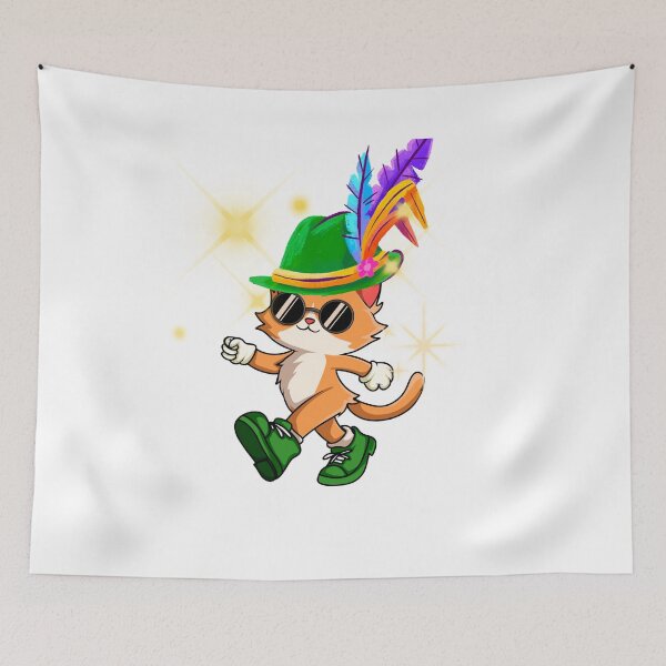 Item preview, Cool Cat in Green Hat Walking | Vintage Cartoon Aesthetic designed and sold by Aisha Reda.