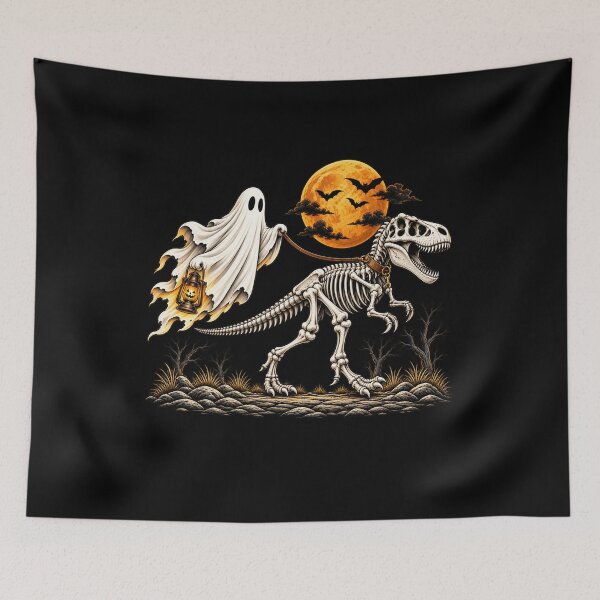Item preview, Ghost Walking T Rex Skeleton Funny Halloween Dinosaur Spooky Pet Humor designed and sold by 76Valeria.