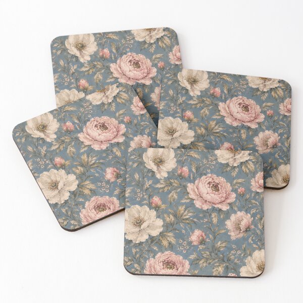 Artikelvorschau, Vintage-Blau-Rosé-Pfingstrosen-Blumen entworfen und verkauft von Sandy Beach Decor.