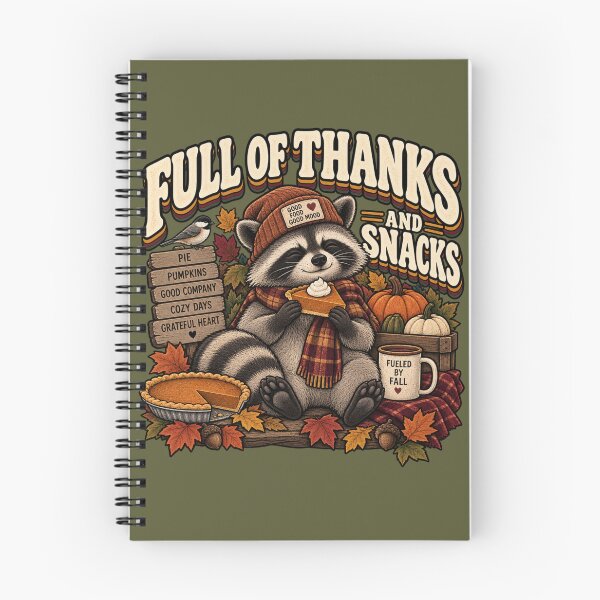 Item preview, Full of Thanks and Snacks Raccoon – Funny Retro Thanksgiving Raccoon designed and sold by OddCritterCo.