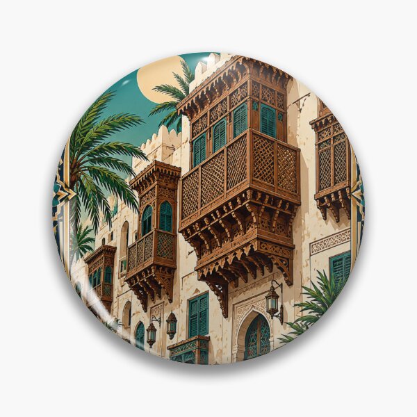 Item preview, Jeddah Al Balad Saudi Arabia | Hijazi Heritage Architecture Sticker designed and sold by DesertInkArt.