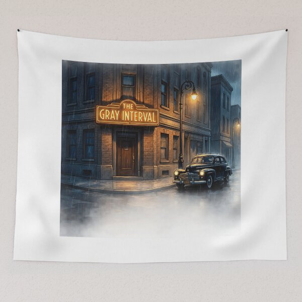 Item preview, The Gray Interval - Vintage Noir Rainy Night Street View designed and sold by ThegrayInterval.