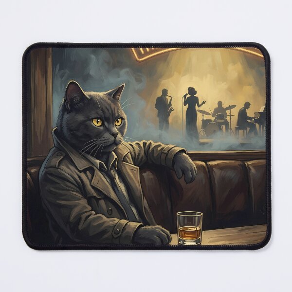 Item preview, The Gray Interval - Noir Cat Detective watching the Jazz Stage designed and sold by ThegrayInterval.