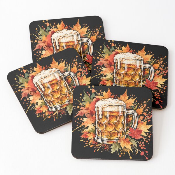 Item preview, beer mug on autumn leaves designed and sold by mnkyride.