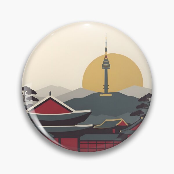 Item preview, Seoul South Korea Vintage Travel Poster - Minimalist Palace Art Print designed and sold by DuckOddity.