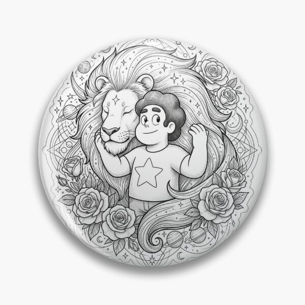 Item preview, Steven Universe and Lion Floral Mandala Line Art⁠ designed and sold by 0Zetgest.