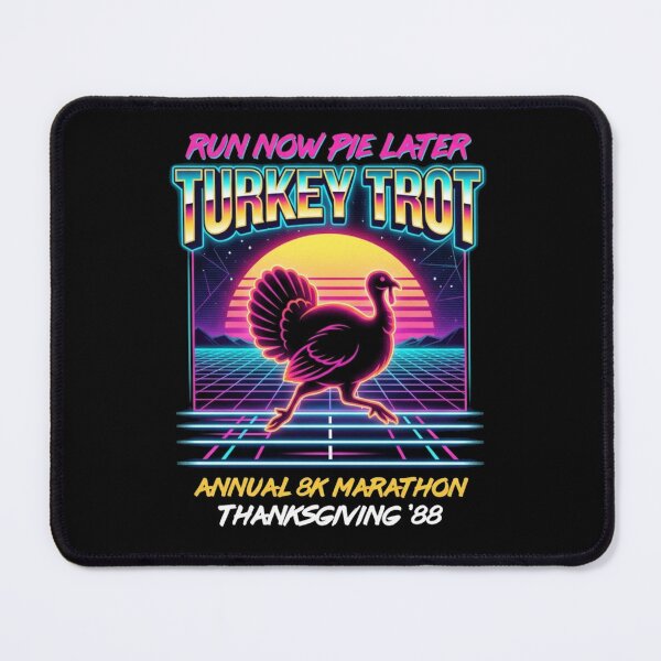 Item preview, Run Now Pie Later Turkey Trot Synthwave 80s Retro Thanksgiving Runner designed and sold by TeNovaStudio.