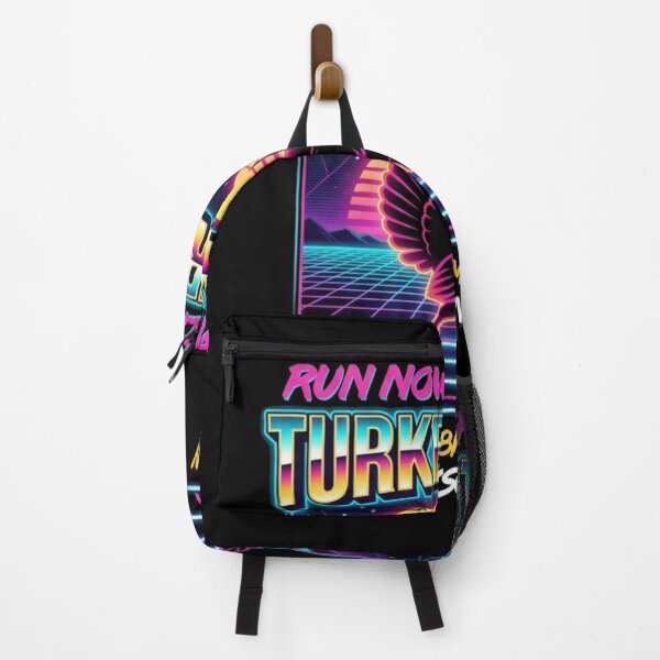 Item preview, Run Now Pie Later Turkey Trot Synthwave 80s Retro Thanksgiving Runner designed and sold by TeNovaStudio.