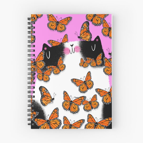 Item preview, Tuxedo Cat and Monarch Butterflies designed and sold by poket.piktures.