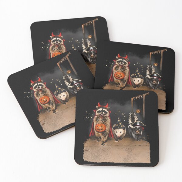 Item preview, Raccoon Opossum And Skunk Halloween Trick Or Treaters designed and sold by ismaelgeme.