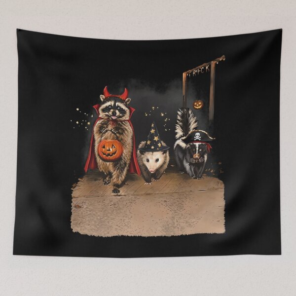 Item preview, Raccoon Opossum And Skunk Halloween Trick Or Treaters designed and sold by ismaelgeme.