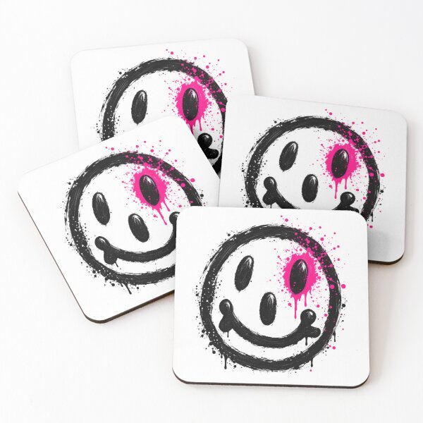 Item preview, Black White Smiley Neon Magenta Art designed and sold by peteys71.